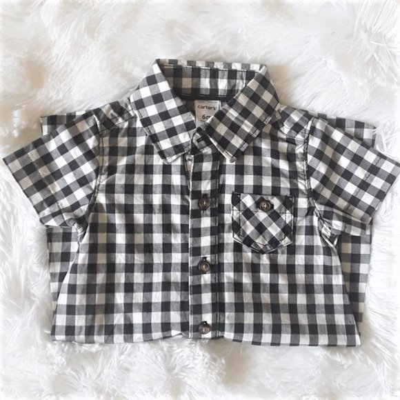 CARTER'S Gingham Button-Front Romper 6 Months NWOT - Picture 5 of 9